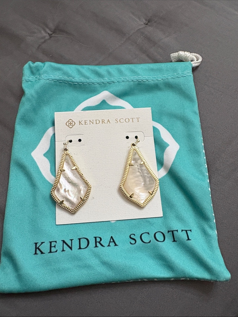 Kendra Scott Alex Gold and Mother of Pearl Teardrop Earrings